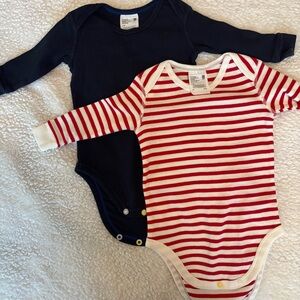 Uniqlo Red Striped and Navy Kids Bodysuits